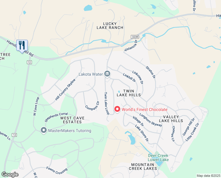 map of restaurants, bars, coffee shops, grocery stores, and more near 10009 Twin Lake Loop in Dripping Springs