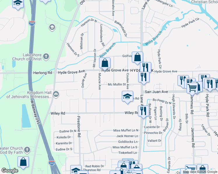 map of restaurants, bars, coffee shops, grocery stores, and more near 1969 Muncie Avenue in Jacksonville