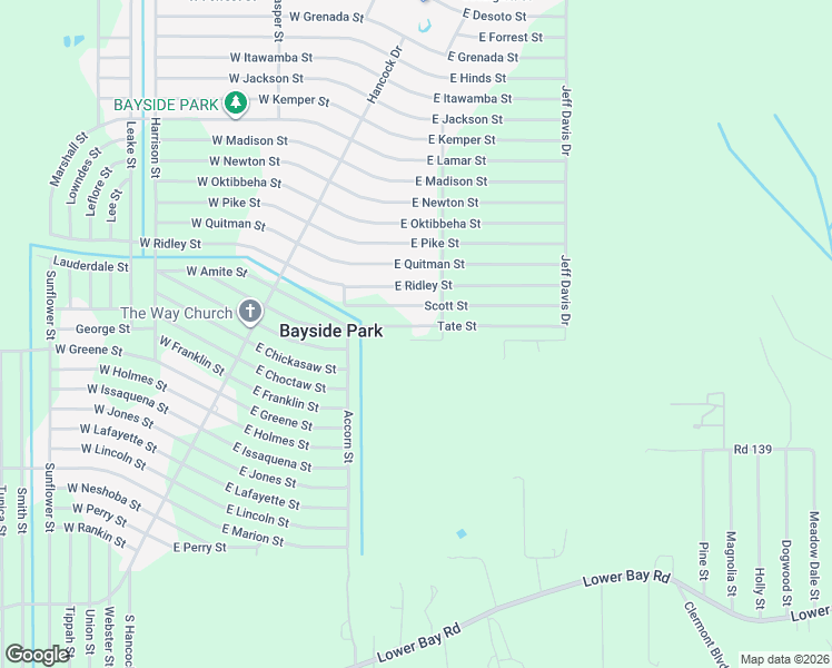 map of restaurants, bars, coffee shops, grocery stores, and more near 6183 Tate Street in Bay St. Louis