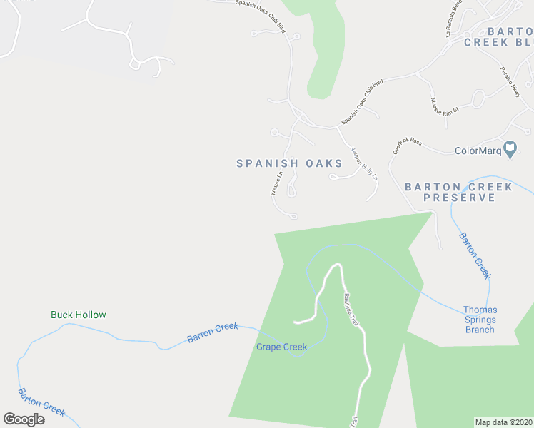 map of restaurants, bars, coffee shops, grocery stores, and more near 5908 Krause Lane in Austin