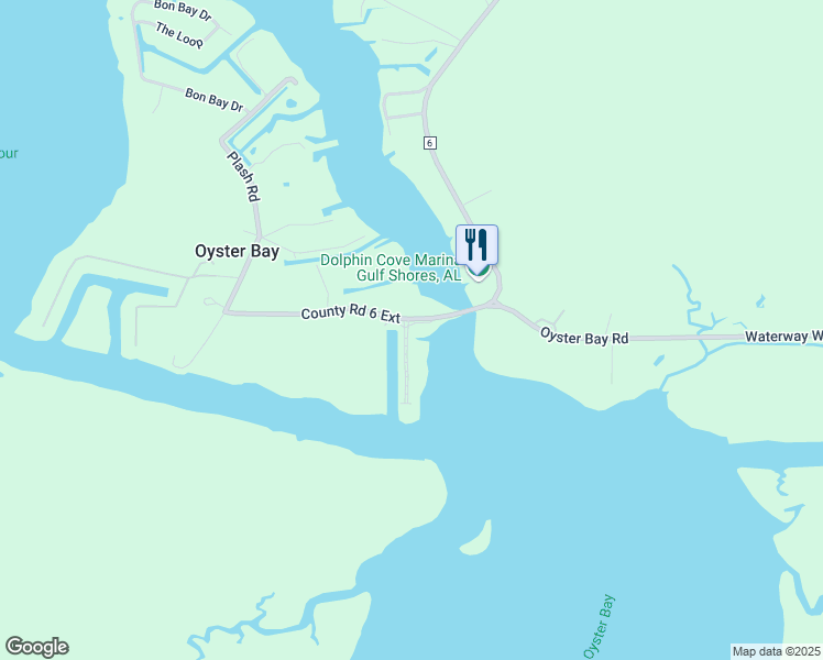 map of restaurants, bars, coffee shops, grocery stores, and more near 16799 County Road 6 in Gulf Shores