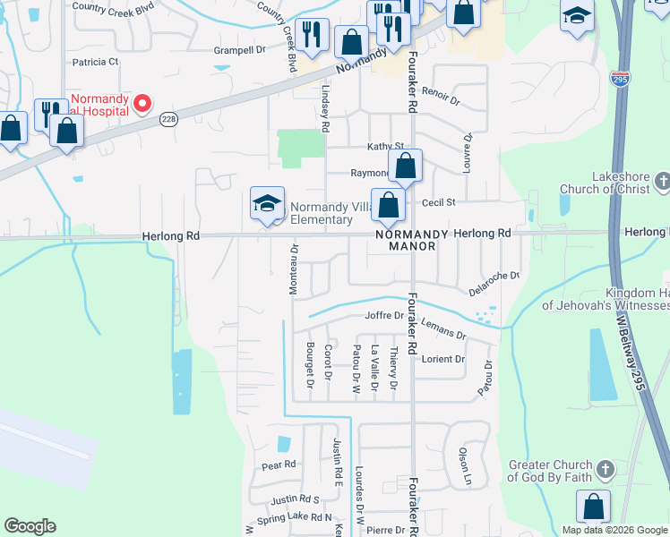 map of restaurants, bars, coffee shops, grocery stores, and more near 1929 Delaroche Drive West in Jacksonville