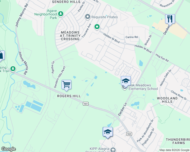 map of restaurants, bars, coffee shops, grocery stores, and more near 7902 Rogers Lane West in Austin
