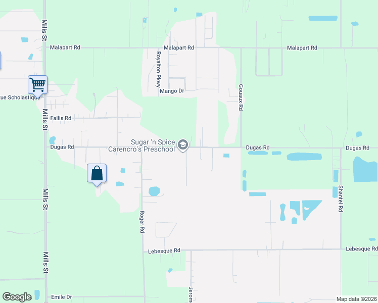 map of restaurants, bars, coffee shops, grocery stores, and more near 930 North Dugas Road in Lafayette
