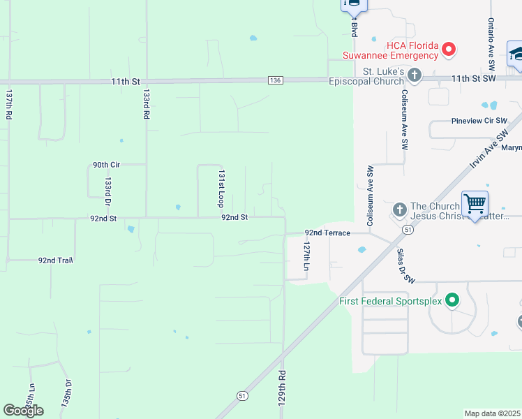 map of restaurants, bars, coffee shops, grocery stores, and more near 6519 92nd Street in Live Oak