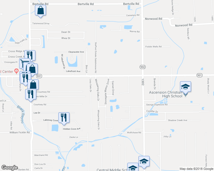 map of restaurants, bars, coffee shops, grocery stores, and more near 14513 Stonegate Manor Drive in Gonzales