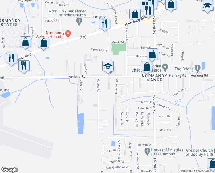 map of restaurants, bars, coffee shops, grocery stores, and more near 2000 Golden Glow Lane in Jacksonville