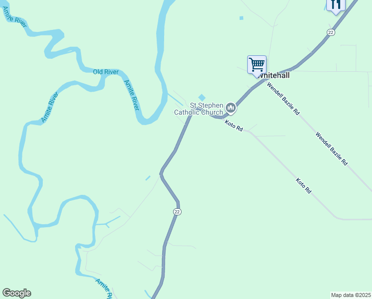 map of restaurants, bars, coffee shops, grocery stores, and more near 22300 Louisiana 22 in Maurepas