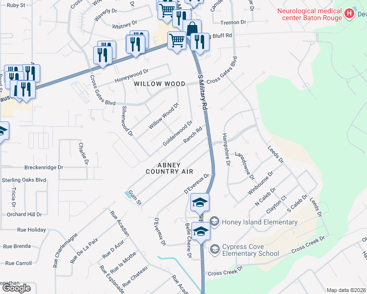 map of restaurants, bars, coffee shops, grocery stores, and more near 40789 Chinchas Creek Road in Slidell