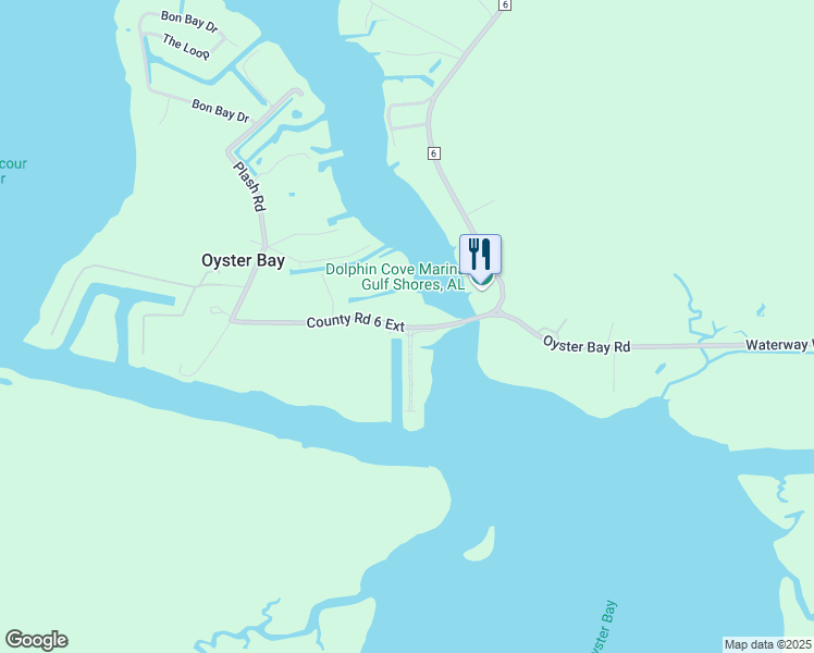 map of restaurants, bars, coffee shops, grocery stores, and more near 16799 County Road 6 in Gulf Shores