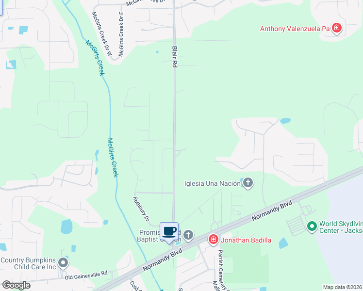 map of restaurants, bars, coffee shops, grocery stores, and more near 1917 Blair Road in Jacksonville