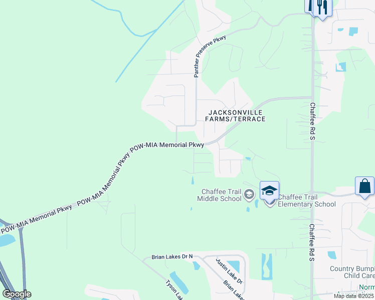map of restaurants, bars, coffee shops, grocery stores, and more near 1868 James Madison Court in Jacksonville