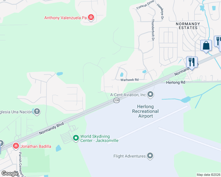 map of restaurants, bars, coffee shops, grocery stores, and more near 9664 Freefall Rd in Jacksonville
