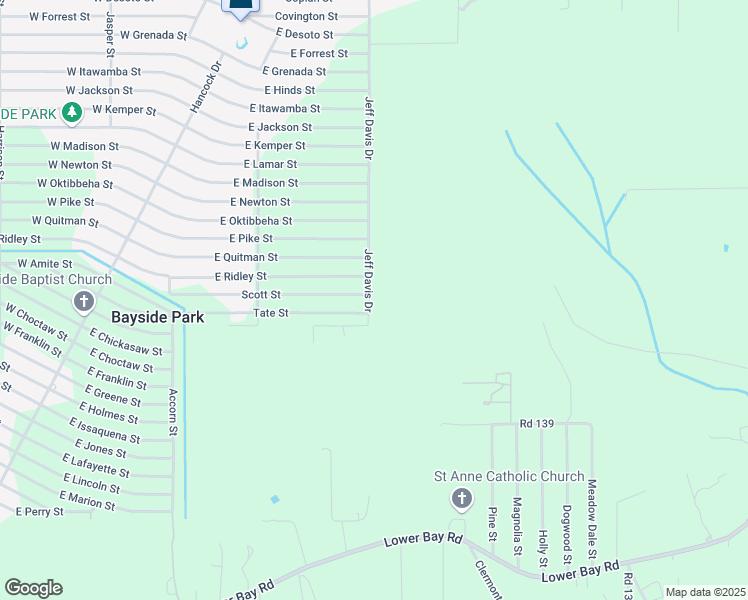 map of restaurants, bars, coffee shops, grocery stores, and more near 8032 Jeff Davis Drive in Bay St. Louis