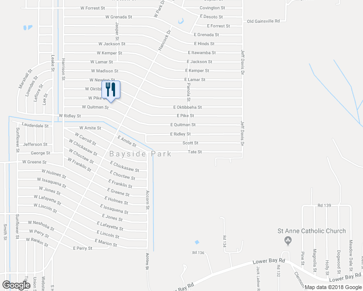 map of restaurants, bars, coffee shops, grocery stores, and more near 6103 Scott Street in Bay Saint Louis