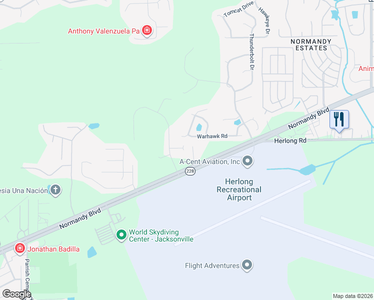 map of restaurants, bars, coffee shops, grocery stores, and more near 9664 Freefall Road in Jacksonville