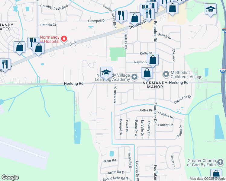 map of restaurants, bars, coffee shops, grocery stores, and more near 1930 Monteau Drive in Jacksonville