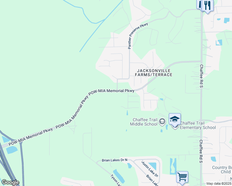 map of restaurants, bars, coffee shops, grocery stores, and more near New World Avenue in Jacksonville