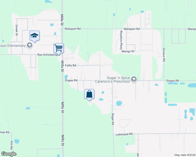 map of restaurants, bars, coffee shops, grocery stores, and more near 1114 N Dugas Rd in Lafayette