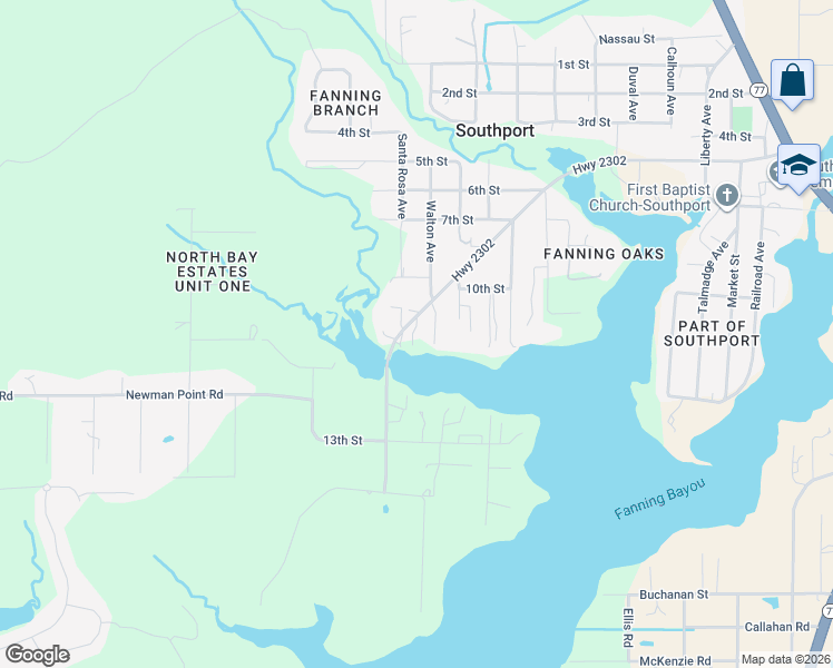 map of restaurants, bars, coffee shops, grocery stores, and more near 7325 Hwy 2302 in Panama City