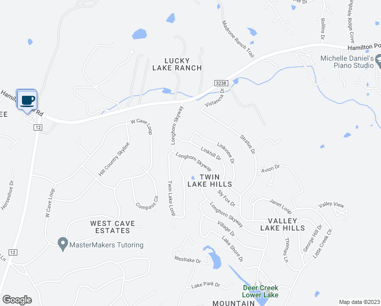 map of restaurants, bars, coffee shops, grocery stores, and more near 10015 Longhorn Skyway in Dripping Springs