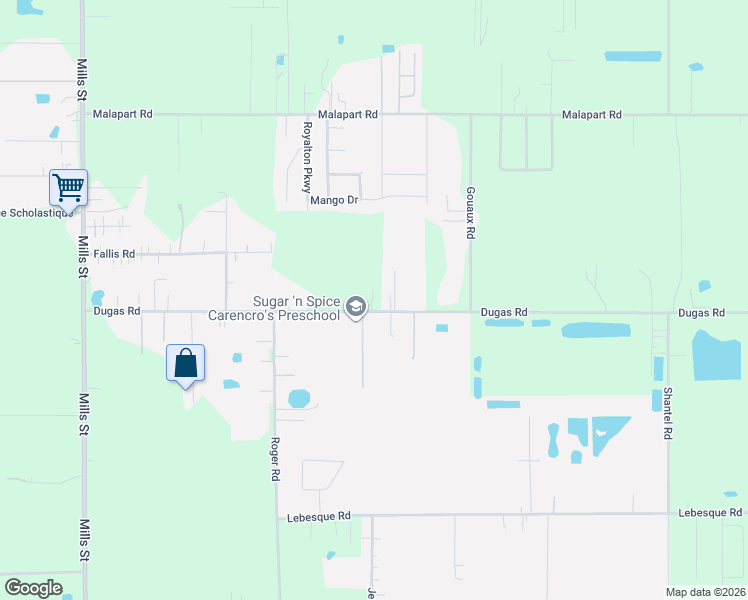 map of restaurants, bars, coffee shops, grocery stores, and more near 930 North Dugas Road in Lafayette