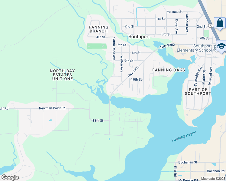 map of restaurants, bars, coffee shops, grocery stores, and more near 7325 Highway 2302 in Southport
