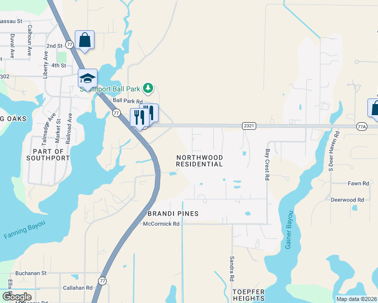 map of restaurants, bars, coffee shops, grocery stores, and more near 7323 Mary Jo Avenue in Panama City