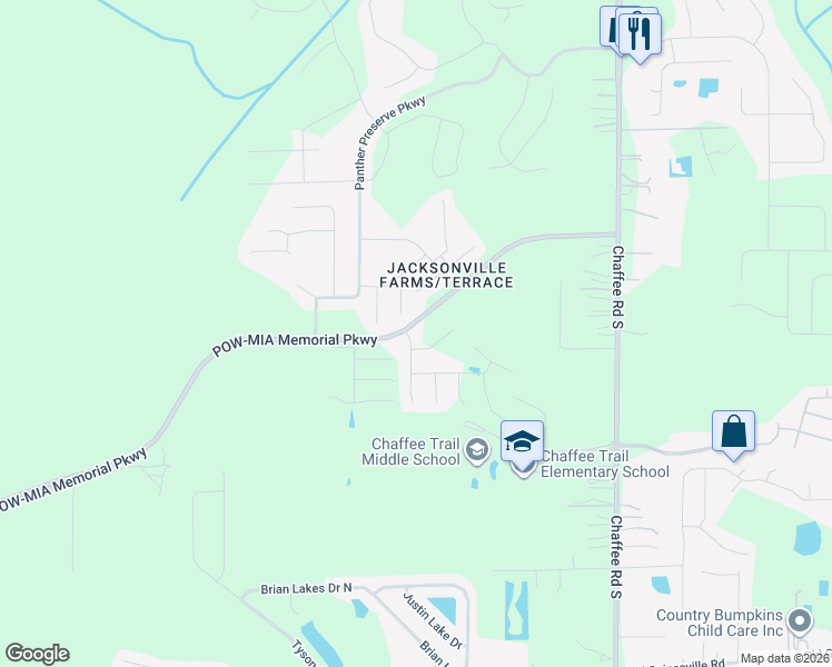 map of restaurants, bars, coffee shops, grocery stores, and more near 1918 Constitutional Republic Place in Jacksonville