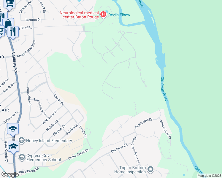 map of restaurants, bars, coffee shops, grocery stores, and more near 455 Arbor View Drive in Slidell