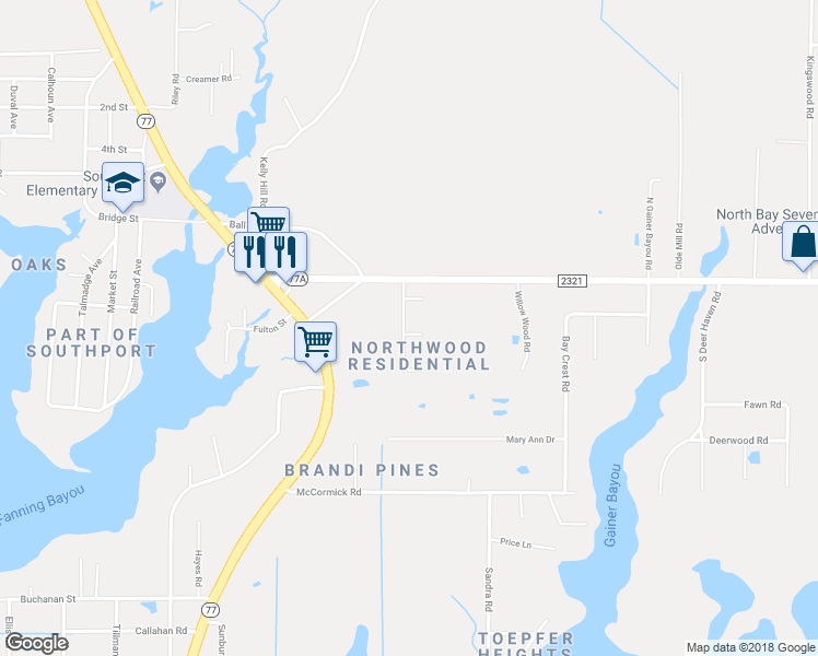 map of restaurants, bars, coffee shops, grocery stores, and more near 7326 Mary Jo Avenue in Panama City