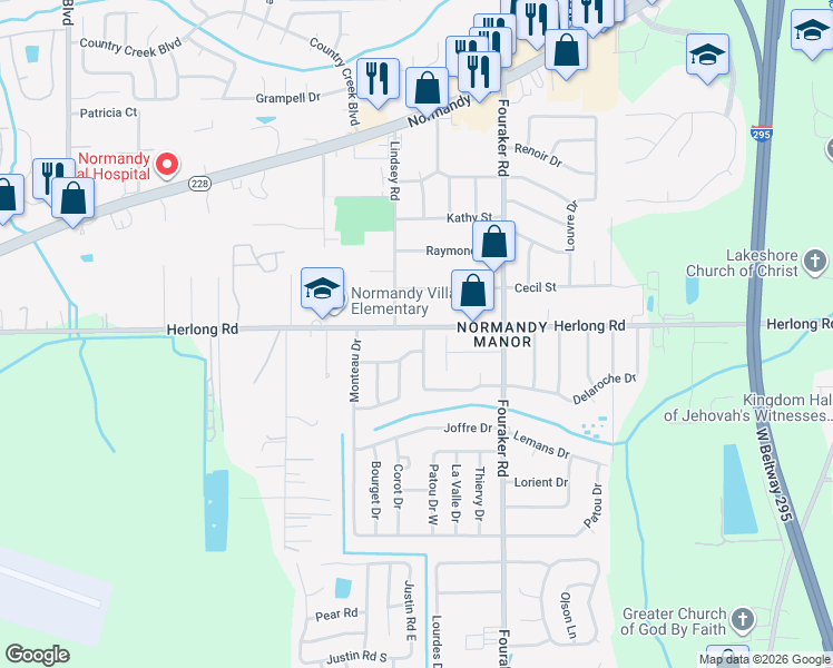 map of restaurants, bars, coffee shops, grocery stores, and more near 1929 Delaroche Drive West in Jacksonville