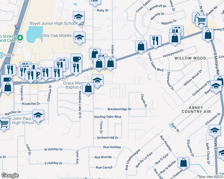 map of restaurants, bars, coffee shops, grocery stores, and more near 803 Taylors Trail in Slidell