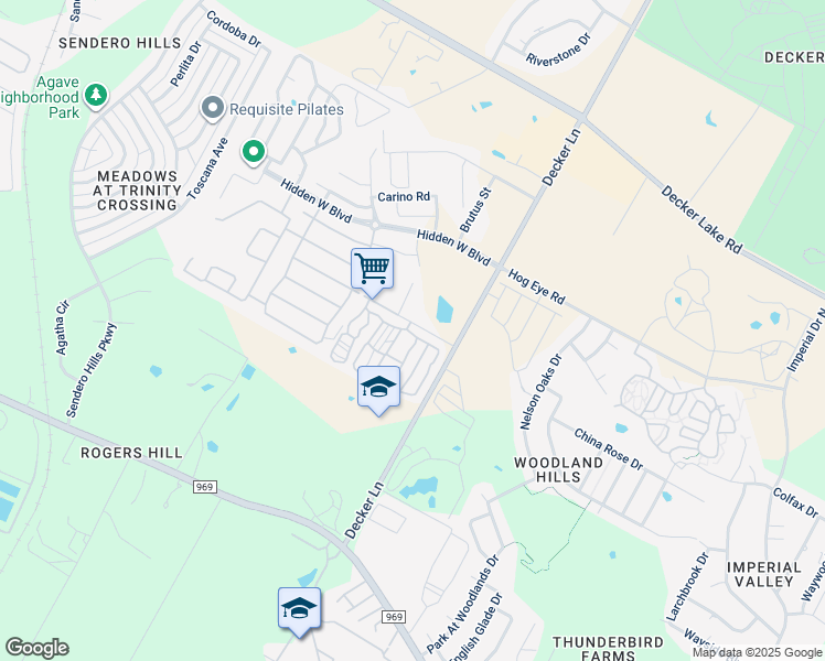 map of restaurants, bars, coffee shops, grocery stores, and more near 8289-8499 Canoga Avenue in Austin