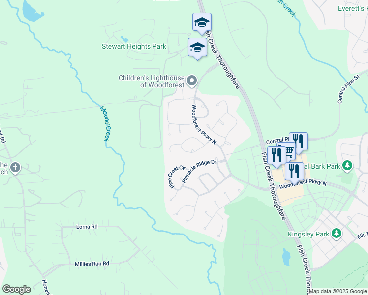 map of restaurants, bars, coffee shops, grocery stores, and more near 127 North Greatwood Glen Place in Montgomery
