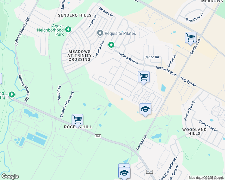 map of restaurants, bars, coffee shops, grocery stores, and more near 7700 Hidden View Circle in Austin