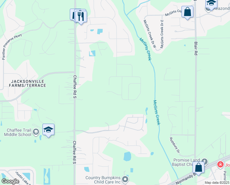 map of restaurants, bars, coffee shops, grocery stores, and more near 11115 Stirling Court in Jacksonville