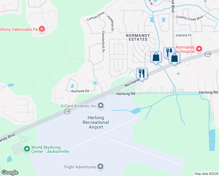 map of restaurants, bars, coffee shops, grocery stores, and more near 1687 Jayhawk Lane in Jacksonville