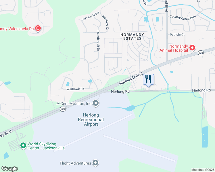 map of restaurants, bars, coffee shops, grocery stores, and more near 1687 Jayhawk Lane in Jacksonville