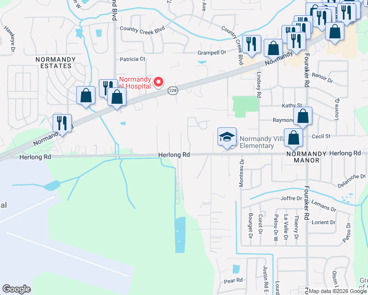 map of restaurants, bars, coffee shops, grocery stores, and more near 1867 Doyon Court in Jacksonville