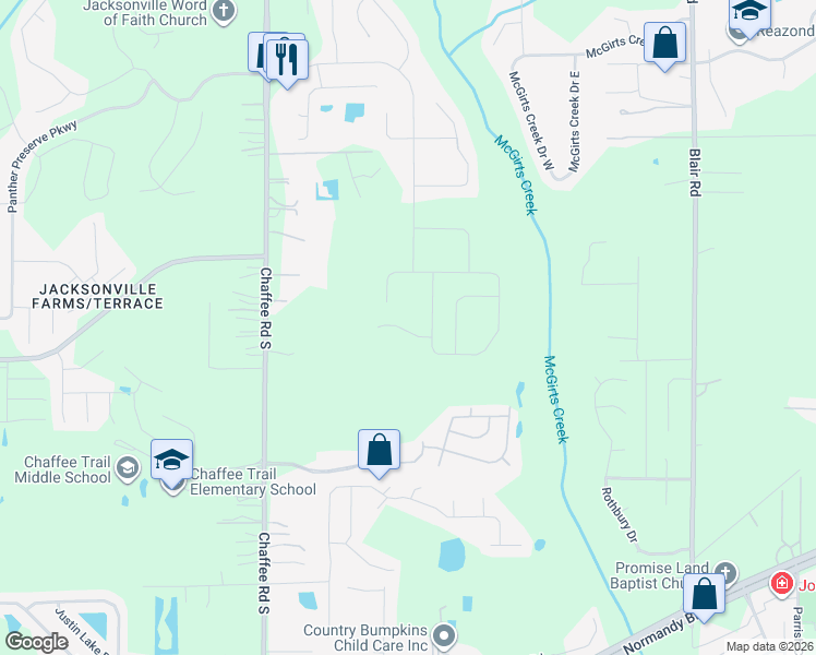 map of restaurants, bars, coffee shops, grocery stores, and more near 11115 Stirling Court in Jacksonville