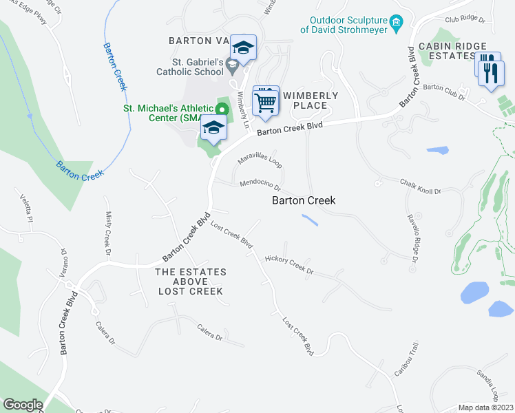 map of restaurants, bars, coffee shops, grocery stores, and more near 3102 Sweet Autumn Cove in Austin