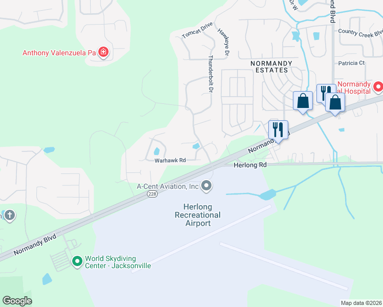 map of restaurants, bars, coffee shops, grocery stores, and more near 9423 Jayhawk Lane in Jacksonville