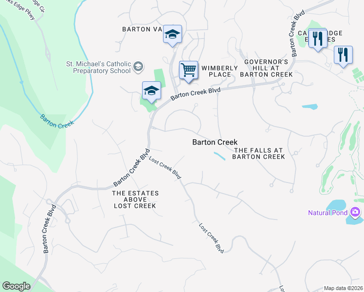map of restaurants, bars, coffee shops, grocery stores, and more near 3102 Sweet Autumn Cove in Austin