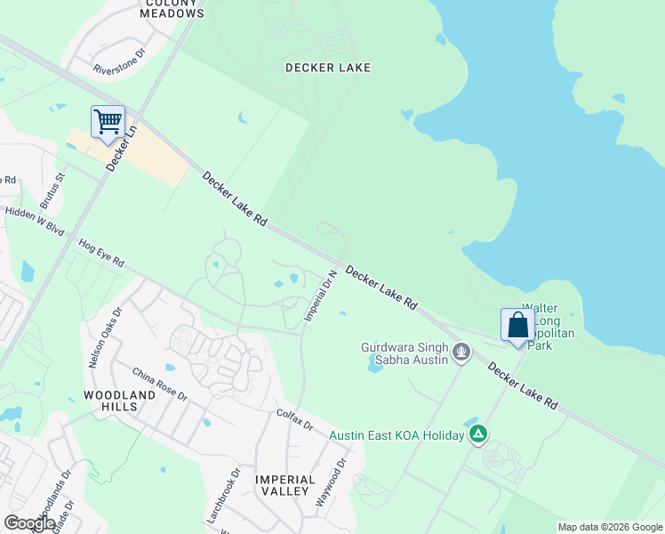 map of restaurants, bars, coffee shops, grocery stores, and more near 9351 Decker Lake Road in Austin