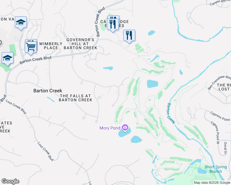 map of restaurants, bars, coffee shops, grocery stores, and more near 8045 Chalk Knoll Drive in Austin