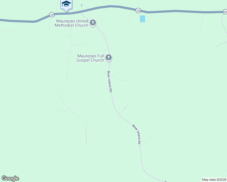 map of restaurants, bars, coffee shops, grocery stores, and more near 14922 Bear Island Road in Maurepas