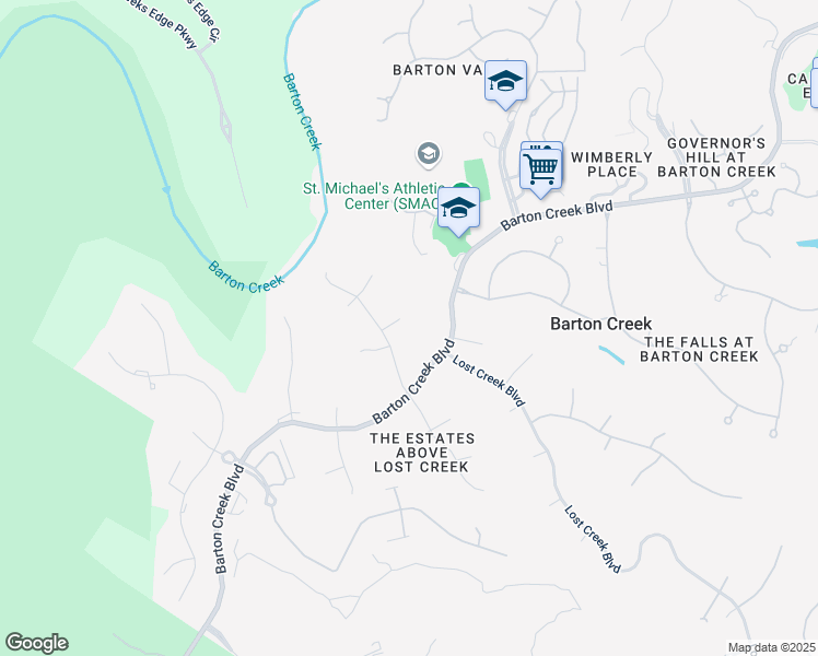 map of restaurants, bars, coffee shops, grocery stores, and more near 3203 Winding Creek Cove in Austin