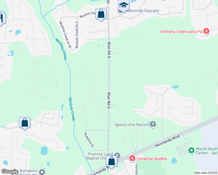map of restaurants, bars, coffee shops, grocery stores, and more near 1771 Blair Road in Jacksonville