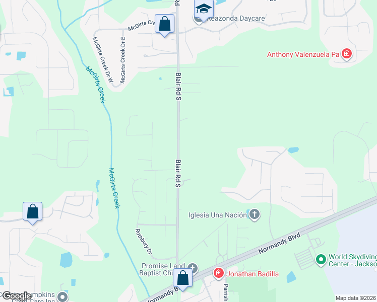 map of restaurants, bars, coffee shops, grocery stores, and more near 1771 Blair Road in Jacksonville